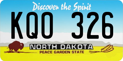 ND license plate KQO326