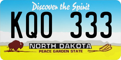 ND license plate KQO333