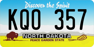 ND license plate KQO357