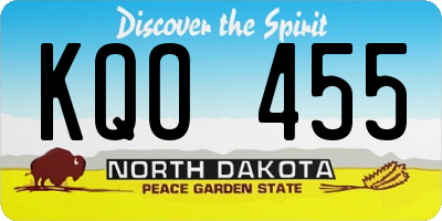 ND license plate KQO455