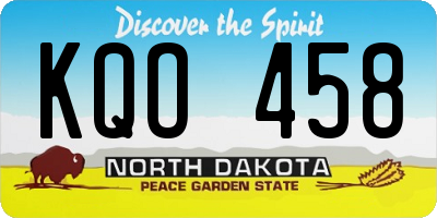 ND license plate KQO458