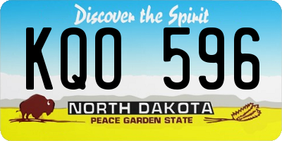 ND license plate KQO596