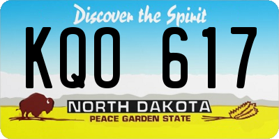ND license plate KQO617