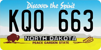 ND license plate KQO663