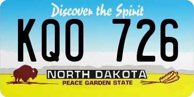 ND license plate KQO726