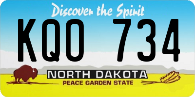 ND license plate KQO734