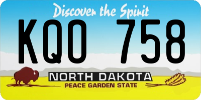ND license plate KQO758