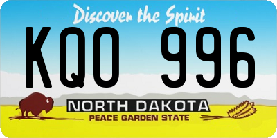 ND license plate KQO996