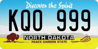 ND license plate KQO999