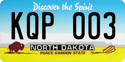 ND license plate KQP003