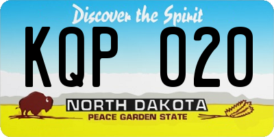 ND license plate KQP020
