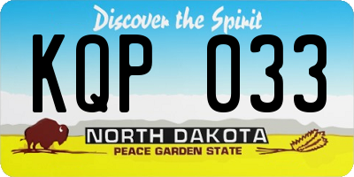 ND license plate KQP033