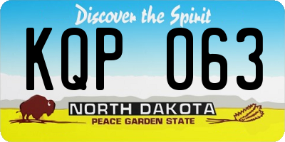 ND license plate KQP063