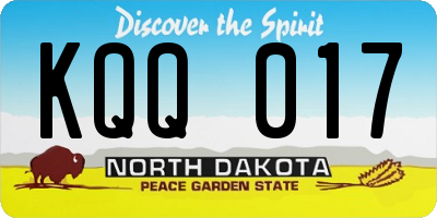 ND license plate KQQ017