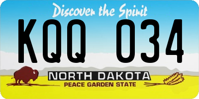 ND license plate KQQ034
