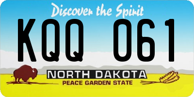 ND license plate KQQ061
