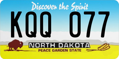 ND license plate KQQ077