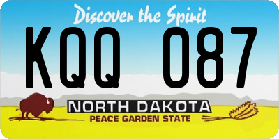 ND license plate KQQ087