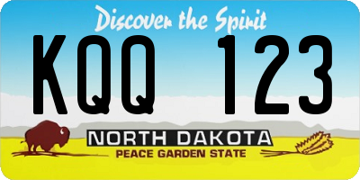 ND license plate KQQ123