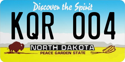 ND license plate KQR004