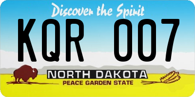 ND license plate KQR007