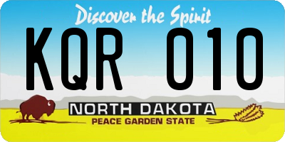 ND license plate KQR010