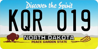 ND license plate KQR019