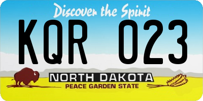 ND license plate KQR023