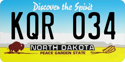 ND license plate KQR034