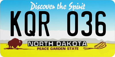 ND license plate KQR036