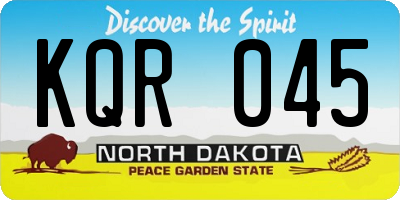 ND license plate KQR045