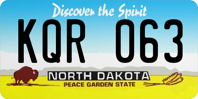 ND license plate KQR063