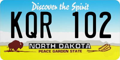 ND license plate KQR102