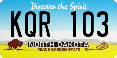 ND license plate KQR103