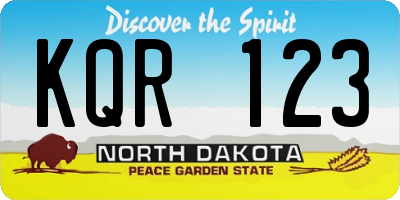 ND license plate KQR123
