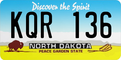 ND license plate KQR136