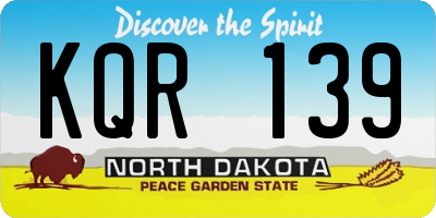 ND license plate KQR139