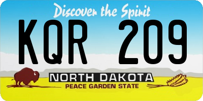 ND license plate KQR209