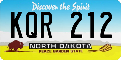 ND license plate KQR212