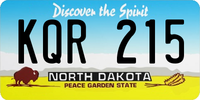 ND license plate KQR215