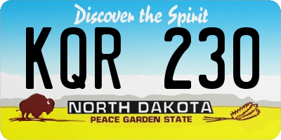ND license plate KQR230