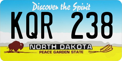 ND license plate KQR238