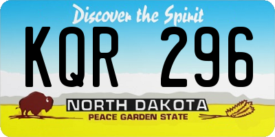 ND license plate KQR296
