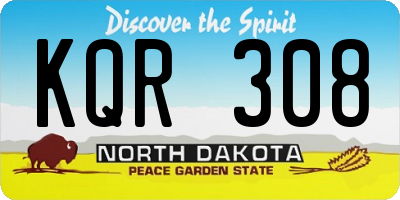 ND license plate KQR308