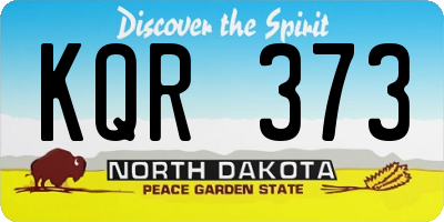 ND license plate KQR373