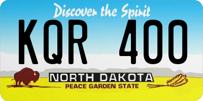 ND license plate KQR400