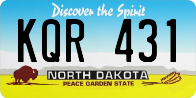 ND license plate KQR431
