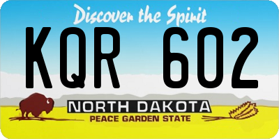 ND license plate KQR602