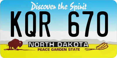 ND license plate KQR670