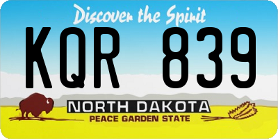 ND license plate KQR839